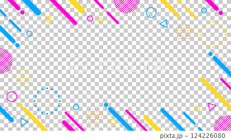 復古風格可愛抽象幾何圖案框架材料傳單、網頁、影片 16：9 尺寸彩色 124226080