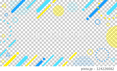夏季可用的可愛抽象幾何圖案框架材料傳單、網絡、視頻 16：9 尺寸淺藍色黃色 124226082