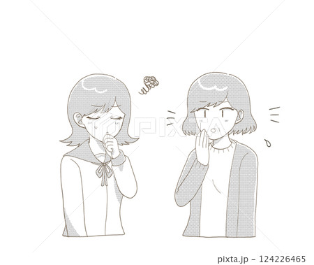 不機嫌そうな女子学生と不安そうなミドル女性 不機嫌そうな女子学生と不安そうなミドル女性 124226465