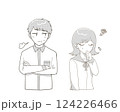 不機嫌そうな女子学生と不安そうなミドル男性 124226466
