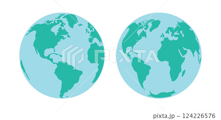 Two Earth Globes from different angles. World map on a white background. Illustration. Two Earth Globes from different angles. World map on a white background. Illustration. 124226576