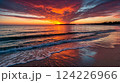 Beautiful sunset on the ocean shore 124226966