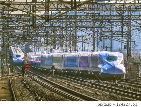 ディズニーラッピング新幹線　離合の瞬間 124227353