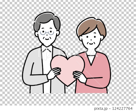 年長的夫婦一起抱著一顆心 124227764