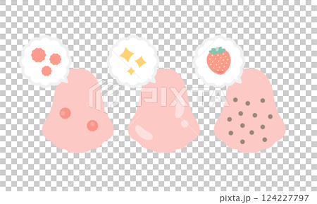 Nose skin trouble illustration set (with speech bubble) Nose skin trouble illustration set (with speech bubble) 124227797