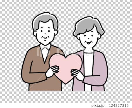 一緒にハートを持つシニア夫婦 一緒にハートを持つシニア夫婦 124227813