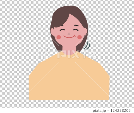 A woman munching. Chewing. Eating. Vector illustration 124228203