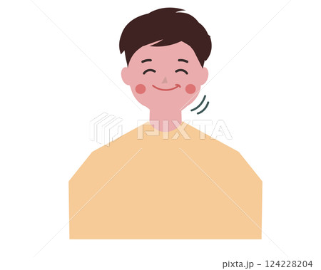 もぐもぐする男性。咀嚼する。食べる。ベクターイラスト	 124228204
