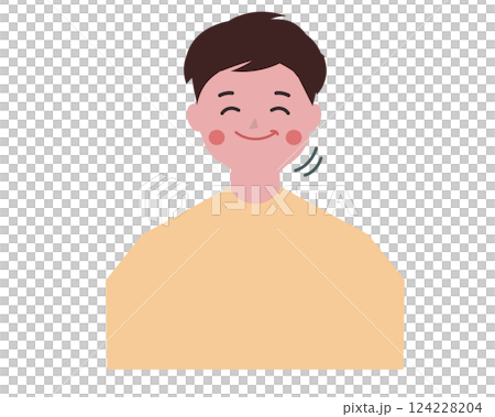 もぐもぐする男性。咀嚼する。食べる。ベクターイラスト	 124228204