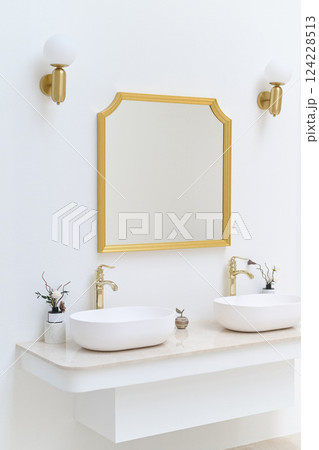 wash basin in white interior restroom wash basin in white interior restroom 124228513