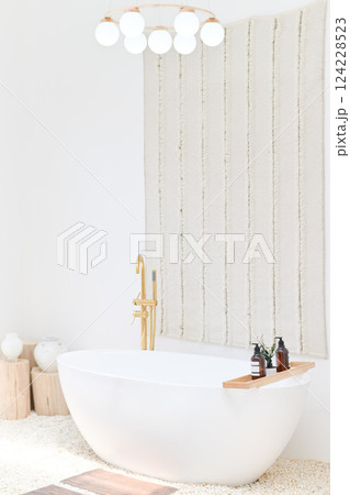 Bathtub in white rest room Bathtub in white rest room 124228523
