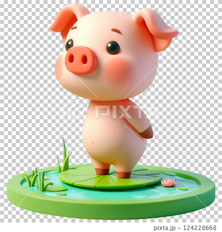 3D Pig Cartoon, Pig Cartoon, Cute Little Pig 124228668