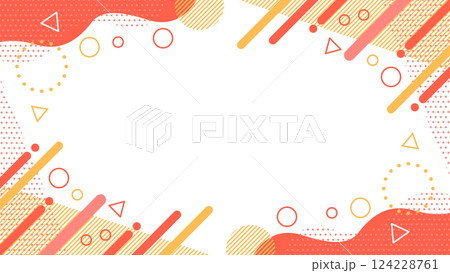 かわいい抽象的な幾何学模様のフレーム素材 チラシ・Web・動画16:9サイズ 赤 124228761