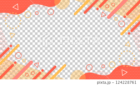 かわいい抽象的な幾何学模様のフレーム素材 チラシ・Web・動画16:9サイズ 赤 124228761