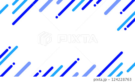 夏に使えるかわいい抽象的な幾何学模様のフレーム素材 チラシ・Web・動画16:9サイズ 水色 青 124228763