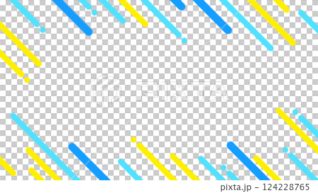 夏に使えるかわいい抽象的な幾何学模様のフレーム素材 チラシ・Web・動画16:9サイズ 水色 黄色 124228765