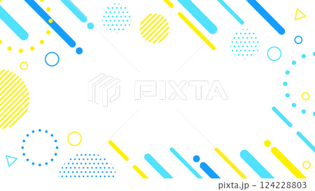 夏に使えるかわいい抽象的な幾何学模様のフレーム素材 チラシ・Web・動画16:9サイズ 水色 黄色 夏に使えるかわいい抽象的な幾何学模様のフレーム素材 チラシ・Web・動画16:9サイズ 水色 黄色 124228803