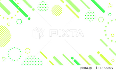 ナチュラル風 かわいい抽象的な幾何学模様のフレーム素材 チラシ・Web・動画16:9サイズ 緑 ナチュラル風 かわいい抽象的な幾何学模様のフレーム素材 チラシ・Web・動画16:9サイズ 緑 124228805