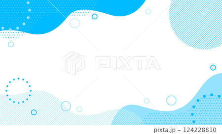 かわいい抽象的な幾何学模様のフレーム素材 チラシ・Web・動画16:9サイズ 水色 青 かわいい抽象的な幾何学模様のフレーム素材 チラシ・Web・動画16:9サイズ 水色 青 124228810