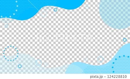 かわいい抽象的な幾何学模様のフレーム素材 チラシ・Web・動画16:9サイズ 水色 青 かわいい抽象的な幾何学模様のフレーム素材 チラシ・Web・動画16:9サイズ 水色 青 124228810