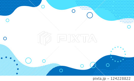 かわいい抽象的な幾何学模様のフレーム素材 チラシ・Web・動画16:9サイズ 水色 青 かわいい抽象的な幾何学模様のフレーム素材 チラシ・Web・動画16:9サイズ 水色 青 124228822