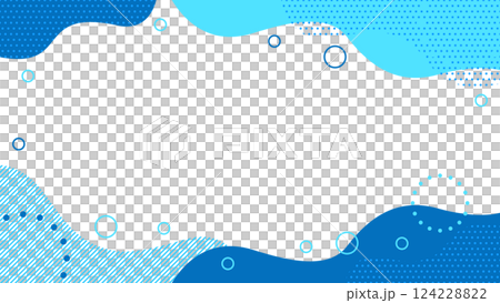 かわいい抽象的な幾何学模様のフレーム素材 チラシ・Web・動画16:9サイズ 水色 青 かわいい抽象的な幾何学模様のフレーム素材 チラシ・Web・動画16:9サイズ 水色 青 124228822