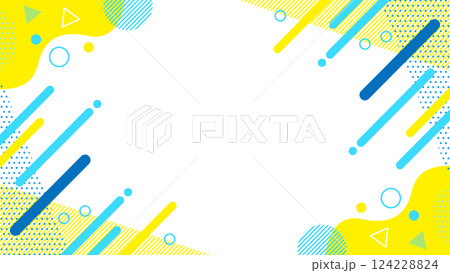 夏に使えるかわいい抽象的な幾何学模様のフレーム素材 チラシ・Web・動画16:9サイズ 水色 黄色 夏に使えるかわいい抽象的な幾何学模様のフレーム素材 チラシ・Web・動画16:9サイズ 水色 黄色 124228824