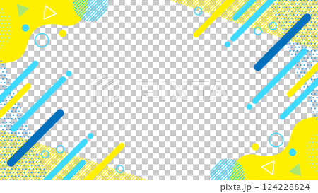 夏に使えるかわいい抽象的な幾何学模様のフレーム素材 チラシ・Web・動画16:9サイズ 水色 黄色 夏に使えるかわいい抽象的な幾何学模様のフレーム素材 チラシ・Web・動画16:9サイズ 水色 黄色 124228824