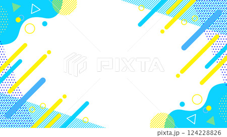 夏に使えるかわいい抽象的な幾何学模様のフレーム素材 チラシ・Web・動画16:9サイズ 夏に使えるかわいい抽象的な幾何学模様のフレーム素材 チラシ・Web・動画16:9サイズ 124228826