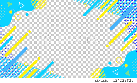 夏に使えるかわいい抽象的な幾何学模様のフレーム素材 チラシ・Web・動画16:9サイズ 夏に使えるかわいい抽象的な幾何学模様のフレーム素材 チラシ・Web・動画16:9サイズ 124228826