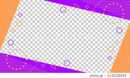 ハロウィン風 かわいい抽象的な幾何学模様のフレーム素材 チラシ・Web・動画16:9サイズ オレンジ ハロウィン風 かわいい抽象的な幾何学模様のフレーム素材 チラシ・Web・動画16:9サイズ オレンジ 124228845