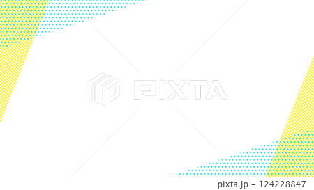 夏に使えるかわいい抽象的な幾何学模様のフレーム素材 チラシ・Web・動画16:9サイズ 水色 黄色 夏に使えるかわいい抽象的な幾何学模様のフレーム素材 チラシ・Web・動画16:9サイズ 水色 黄色 124228847