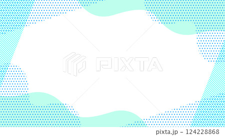 夏に使えるかわいい抽象的な幾何学模様のフレーム素材 チラシ・Web・動画16:9サイズ 水色 青 夏に使えるかわいい抽象的な幾何学模様のフレーム素材 チラシ・Web・動画16:9サイズ 水色 青 124228868