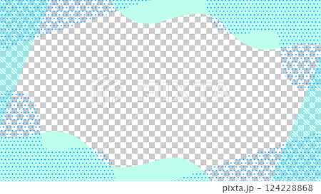 夏に使えるかわいい抽象的な幾何学模様のフレーム素材 チラシ・Web・動画16:9サイズ 水色 青 夏に使えるかわいい抽象的な幾何学模様のフレーム素材 チラシ・Web・動画16:9サイズ 水色 青 124228868