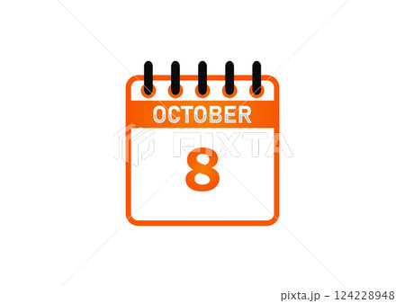 October 8 Calendar Icon October 8 Calendar Icon 124228948
