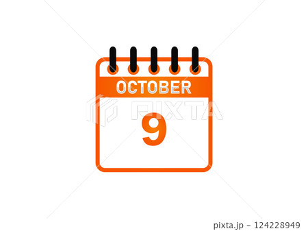 October 9 Calendar Icon October 9 Calendar Icon 124228949