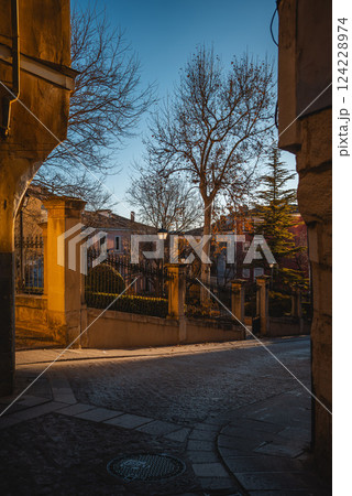 sunset over park and ancient streets of cozy European city Cuenca, Spain sunset over park and ancient streets of cozy European city Cuenca, Spain 124228974