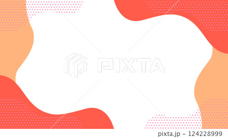 かわいい抽象的な幾何学模様のフレーム素材 チラシ・Web・動画16:9サイズ 赤 ベージュ 124228999