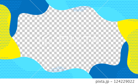 夏に使えるかわいい抽象的な幾何学模様のフレーム チラシ・Web・動画16:9サイズ 水色 青 黄色 夏に使えるかわいい抽象的な幾何学模様のフレーム チラシ・Web・動画16:9サイズ 水色 青 黄色 124229022