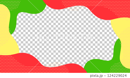 Cute abstract geometric frame material for flyers, web, and videos 16:9 size Red Green Yellow 124229024