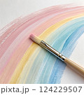 Paint brush with paint. 124229507