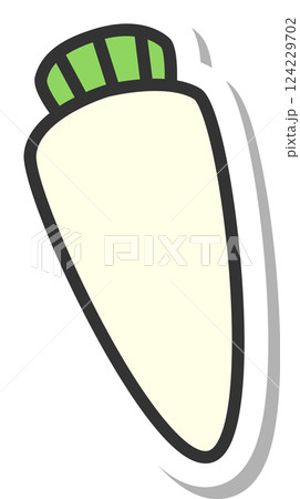 ステッカー風野菜単品アイコン　大根 124229702