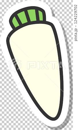 Sticker-style vegetable icon: Radish 124229702