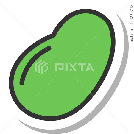 ステッカー風野菜単品アイコン　えんどう豆 124229718