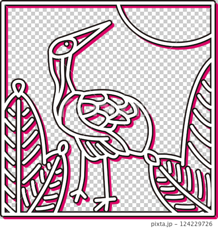 Color shadow square simple Hanafuda January Pine and crane Color shadow square simple Hanafuda January Pine and crane 124229726