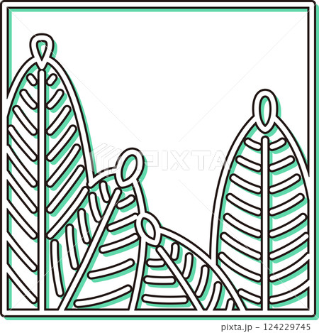 カラーシャドウ正方形シンプル花札　睦月　松　1月　松のカス 124229745