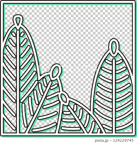 色陰影方形簡約花紮睦月鬆一月松樹汁 124229745