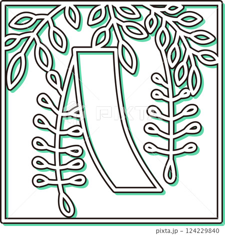 カラーシャドウ正方形シンプル花札　卯月　藤　赤短　4月　藤に赤短 124229840