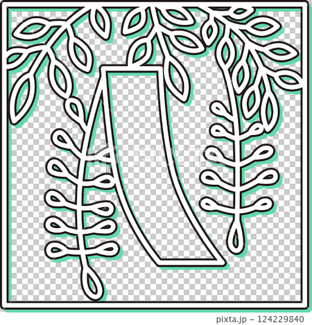 カラーシャドウ正方形シンプル花札　卯月　藤　赤短　4月　藤に赤短 124229840