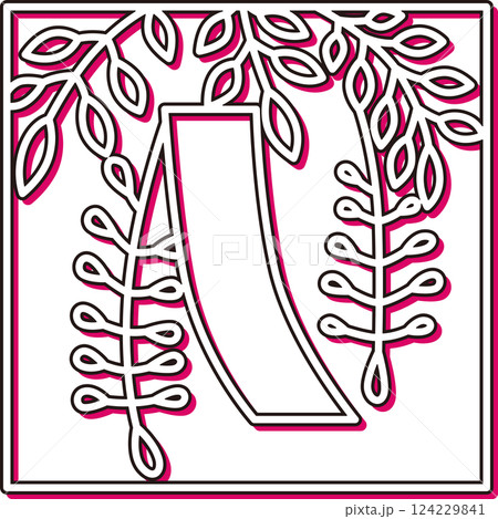 カラーシャドウ正方形シンプル花札　卯月　藤　赤短　4月　藤に赤短 124229841